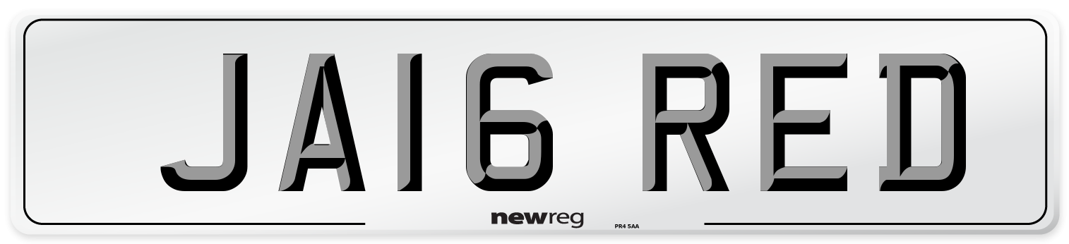 JA16 RED Number Plate from New Reg